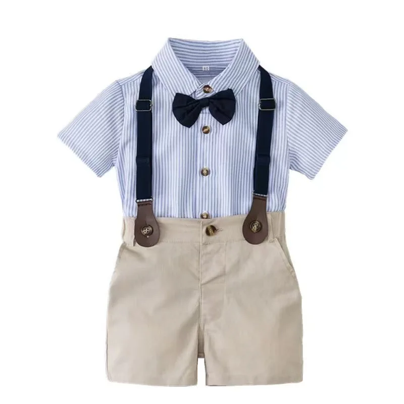 New Summer Baby Boys Clothes Suit Children Casual Short Sleeved Shirt Shorts 2Pcs/Sets Infant Striped Costume Kids Tracksuits