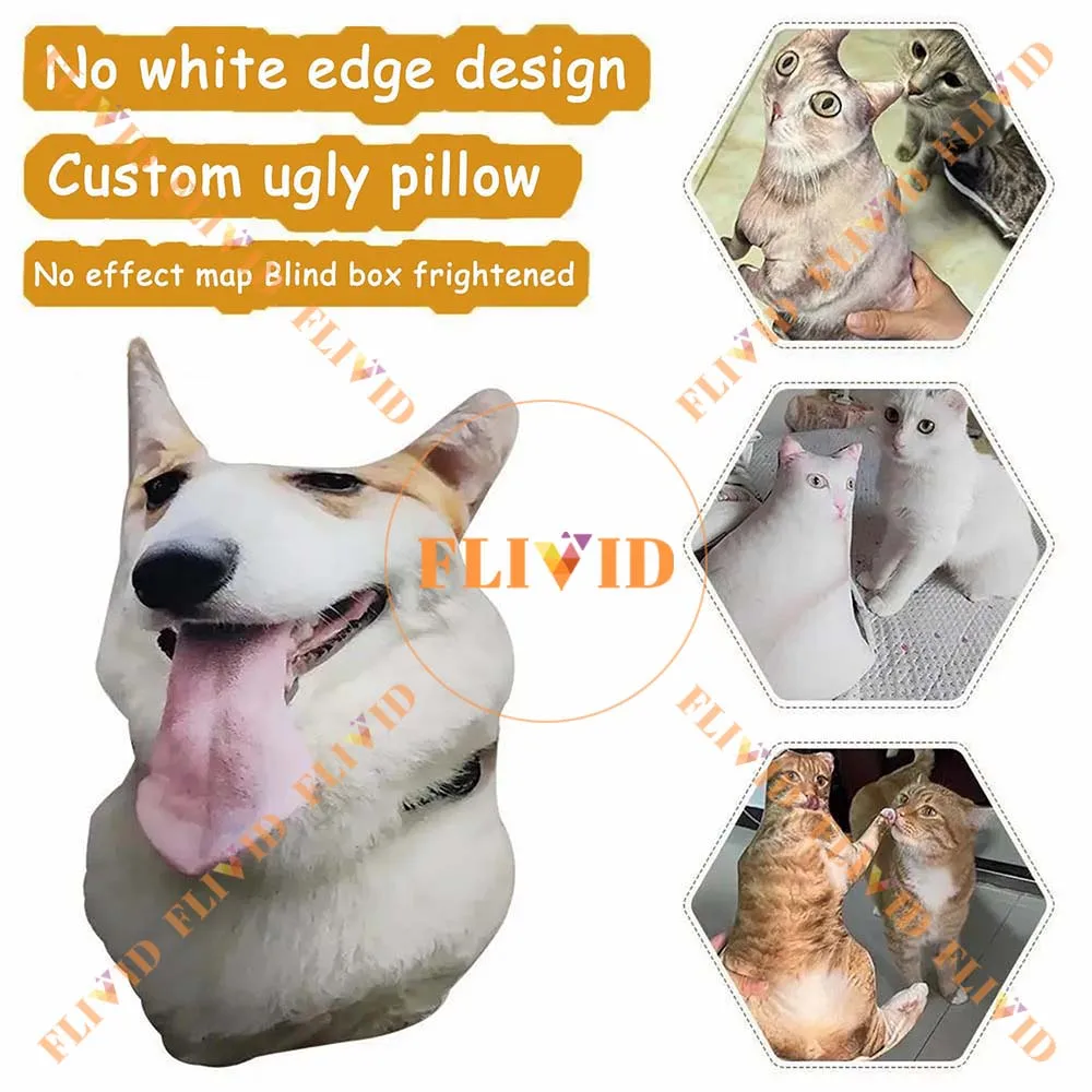 Personalized Ugly Dog/Cat Pillow,Custom 3D Pet Pillow,Customized Animal Pillows,Pet Loss Memorial Birthday Gift,Pet Lover Gift