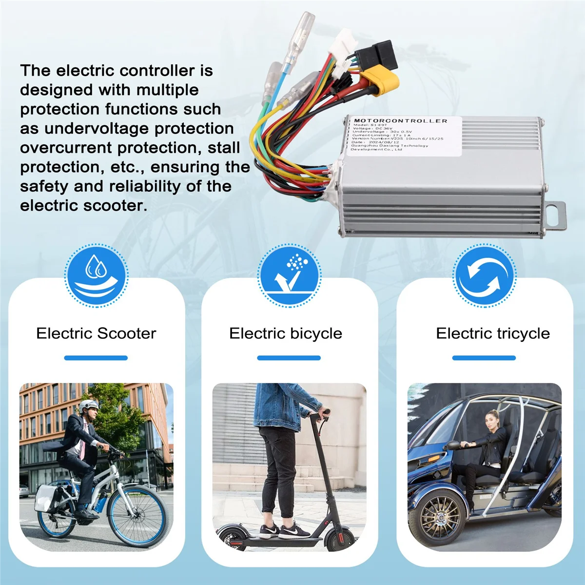 A48I 350W 36V Electric Scooter E9T Controller Aluminum Alloy Electric Bike Motor Controller Electric Controller