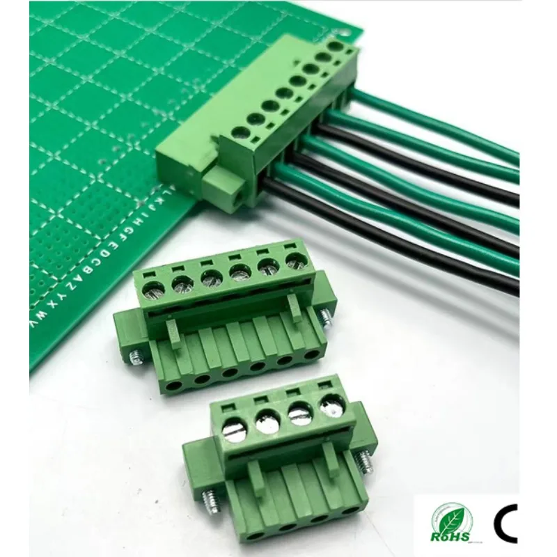 10Sets 2EDGKM-5.08mm PCB Connector Plug-in Terminal Block with Ear Fixing Screw 2P-24Pin Electronic Components