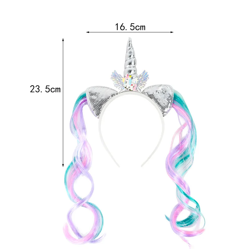 Fascia per capelli unicorno ragazza carina cerchio per capelli paillettes fasce per capelli accessori regali di compleanno per bambini decorazione