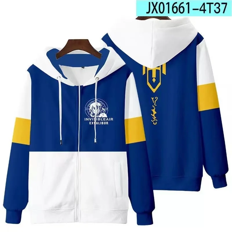 Anime Fate Stay Night Saber 3D Print Zip Up Women/men Hoodie Sweatshirt Altria Pendragon Cosplay Zipper Hooded