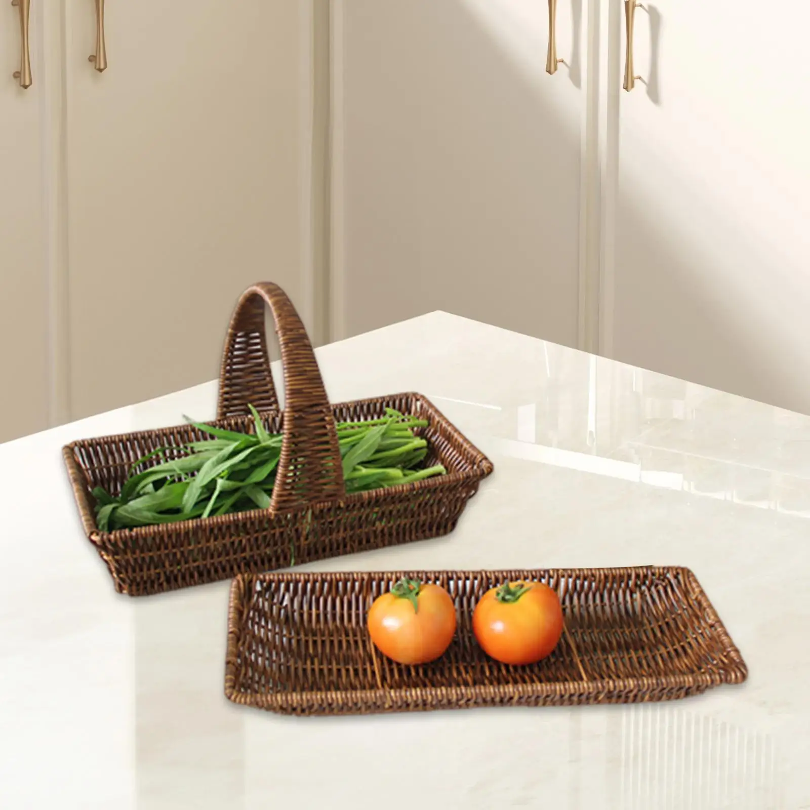 

2шт имитация ротанга корзины для хранения Декор корзина с фруктами ручной работы тканый хлеб