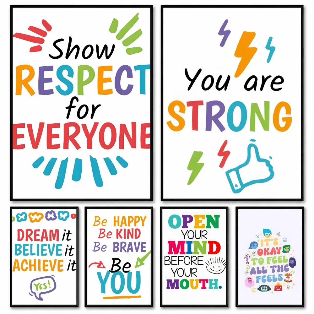 art Positive Kid Classroom Wall Picture Poster Room Decor Home Wall Art Printing Waterproof Garage BedRoom Posters Gift