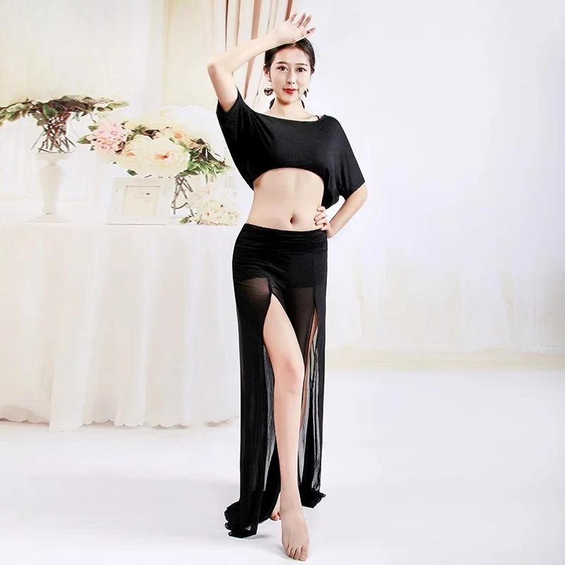 

Customized Belly Dance Dress 2025 New Practice Dress Set Black Mesh Wide Leg Pants Sexy Exotic Dancewear Belly Dancer Costume