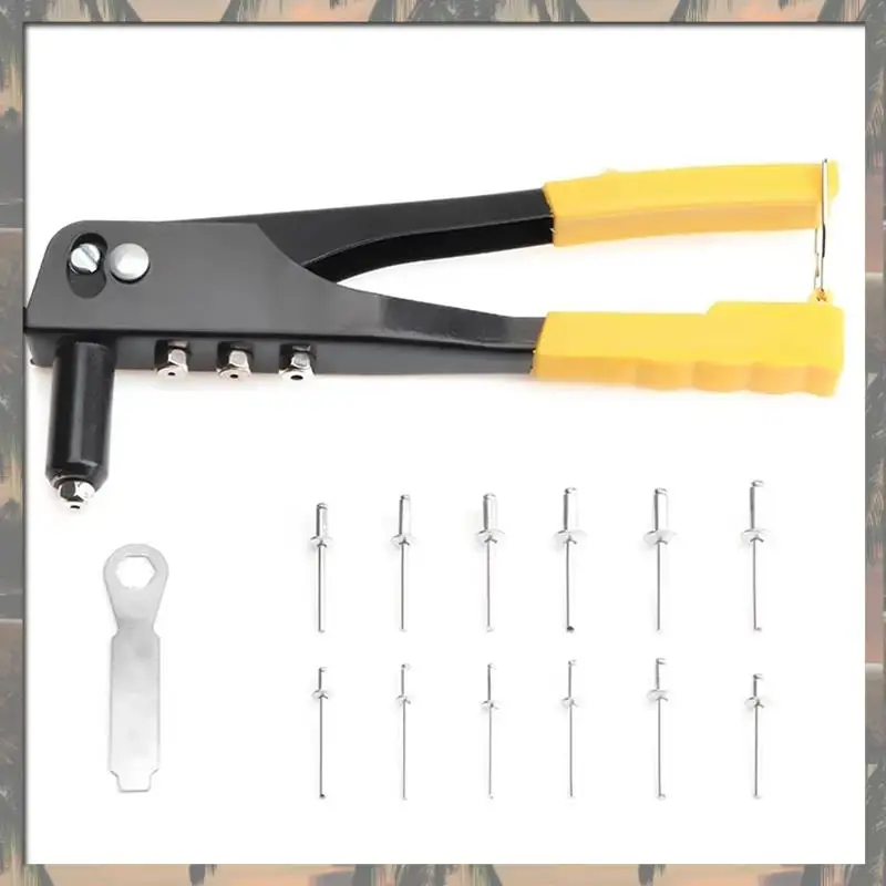 A70U Nuova rivettatrice per impieghi gravosi 120 pezzi Rivetti ciechi Utensili manuali Kit di assortimento Strumento per dadi per rivetti Giallo