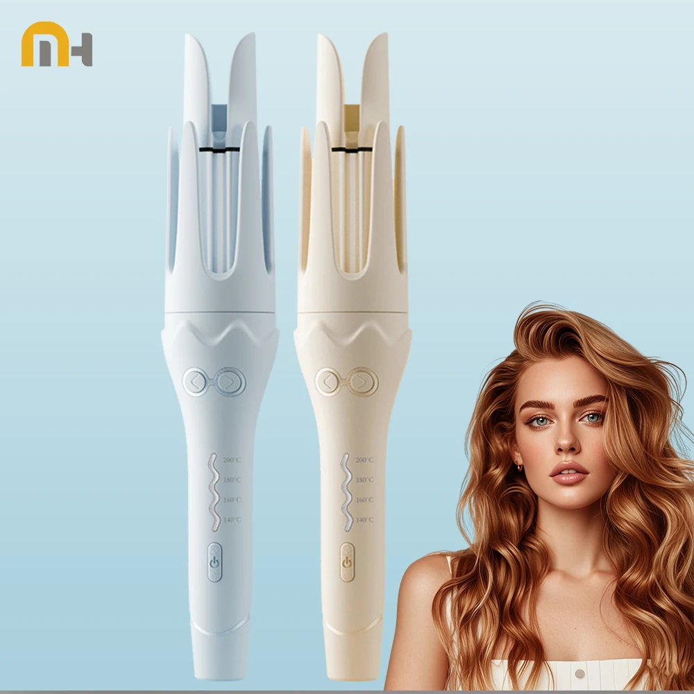 

Автоматически вращающаяся палочка для завивки волос - ионная технология, 4 настройки температуры, электрическая щипцы для завивки волос с быстрым нагревом для длинных/коротких волос