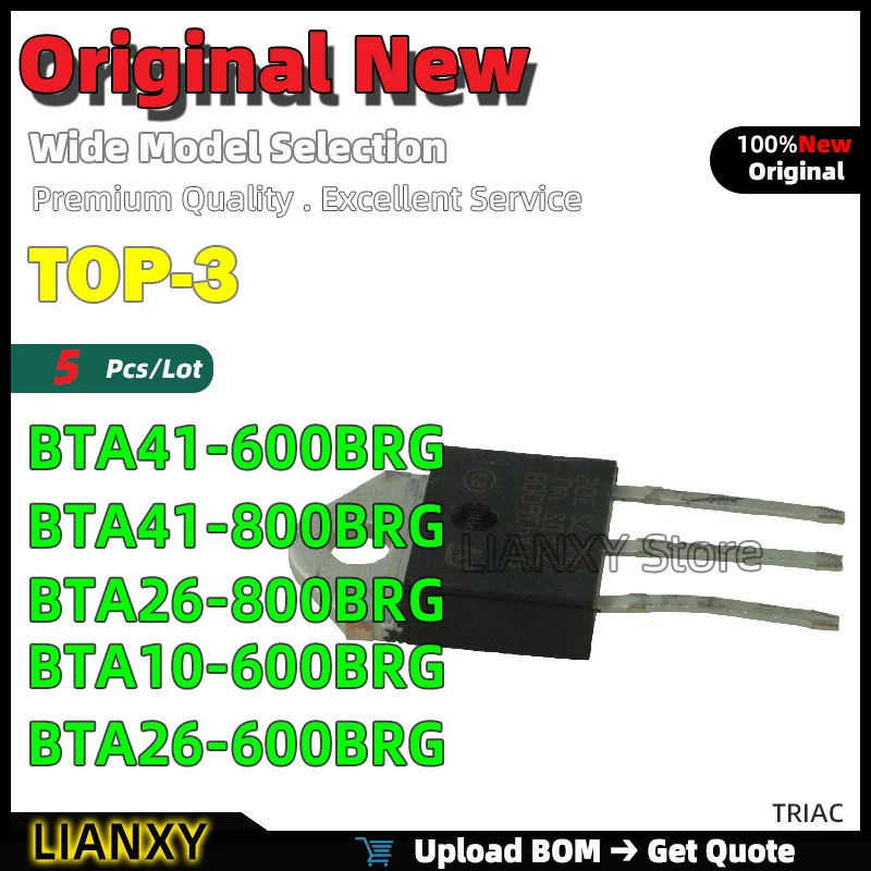 5pcs TOP-3 BTA41-600BRG BTA41-800BRG BTA26-800BRG BTA10-600BRG BTA26-600BRG TRIAC New Original