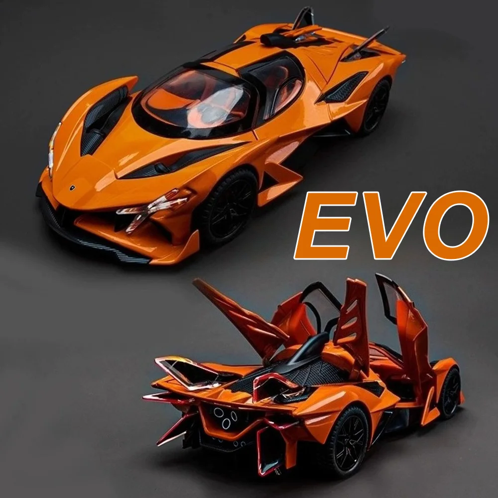 1:24 아폴로 EVO IE 합금 스포츠카 다이캐스트 모델 도어 개폐 가능 고무 타이어 사운드 라이트 후진 시뮬레이션 모델 어린이 선물