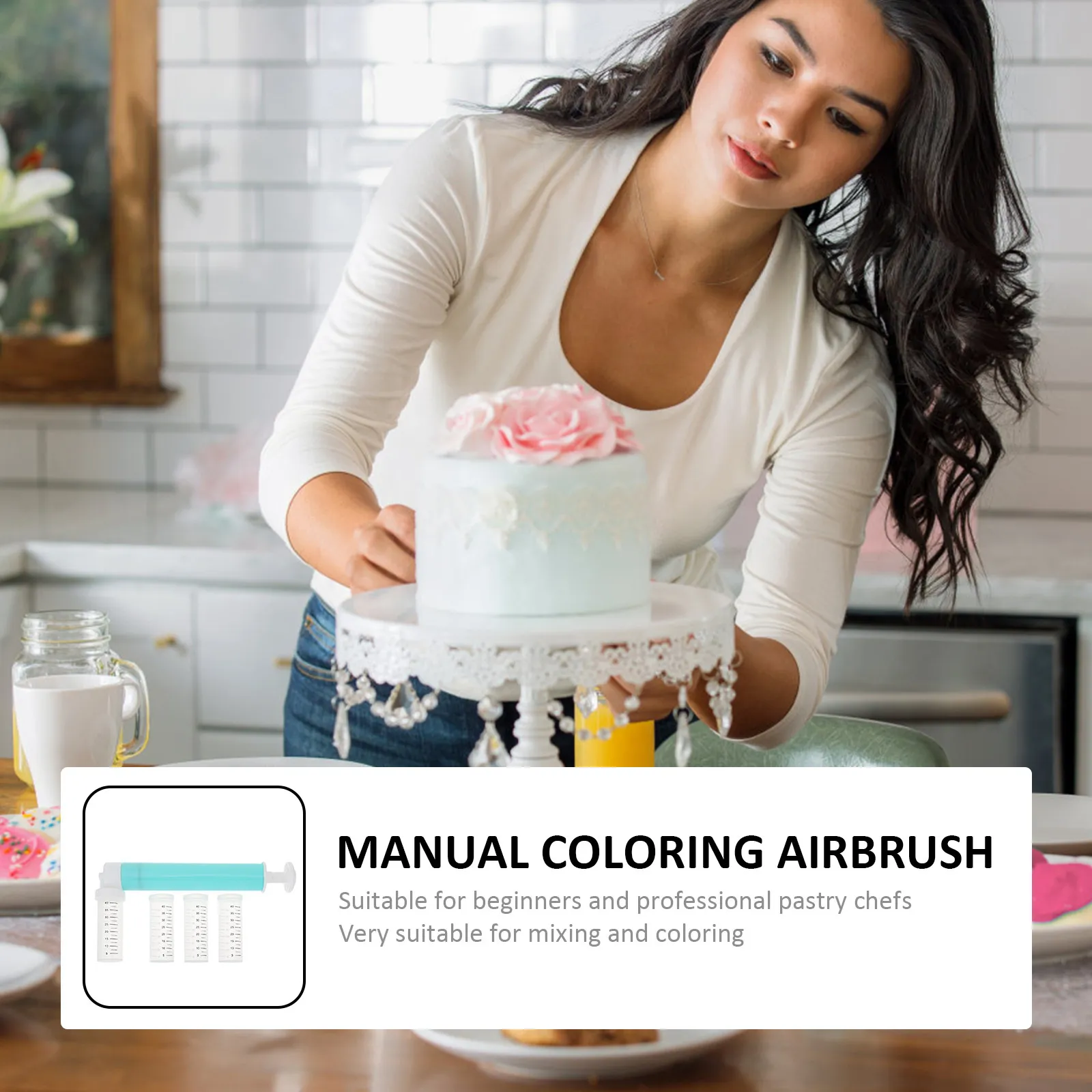 1Set Cake Coloring Manual Airbrush Sky Blue Easy Use Cake Decorating Accessories Portable Baking Supplies for Pastry Chefs