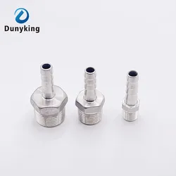 Conector de rosca macho BSPT para manguera, adaptador acoplador de acero inoxidable SS304, 6, 8, 10, 12mm, 1/8