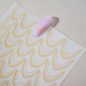 1 Buah Stiker Kuku Garis Prancis Hitam/Putih 5D Garis Gradien/Garis / Gelombang Stiker Seni Kuku Berperekat DIY Dekorasi Manikur 12 stiker hitam putih penjualan terbaik - №
