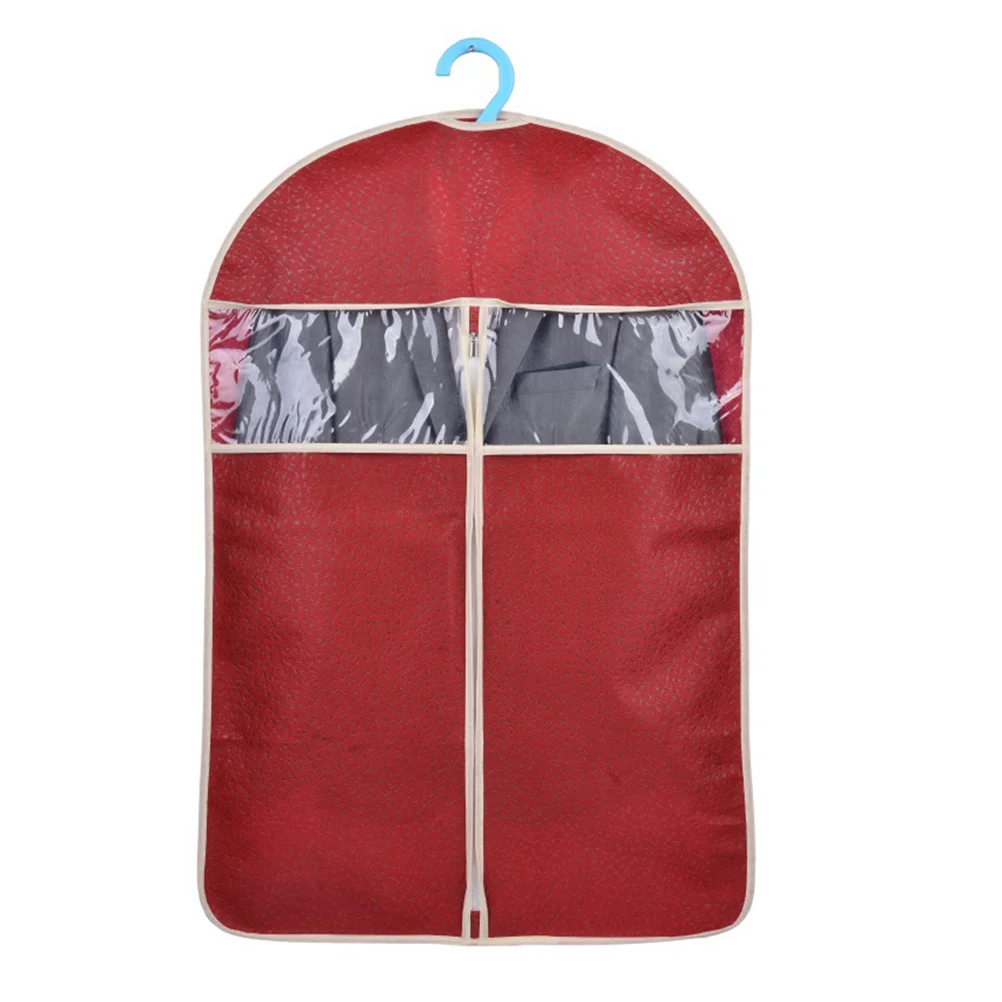 

High-end Embossing Clothes Cover Suit Storage Bag Garment Organizer Protector Case Size S (Dark Red)