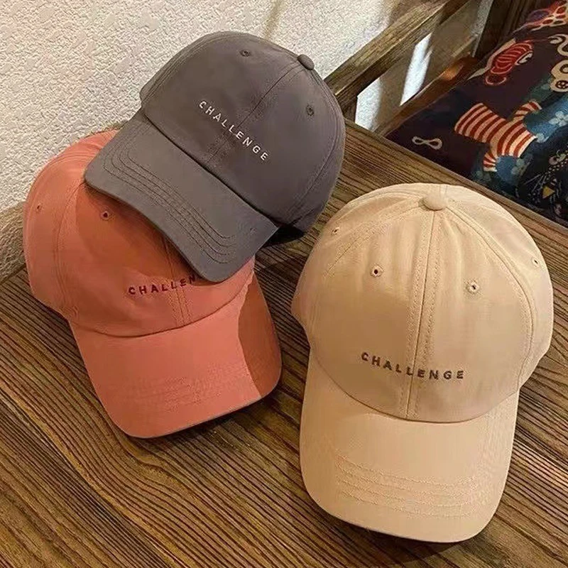 Letter Cotton Baseball Cap for Men Women Solid Color Couple Hat Challenge Embroidery Visor Cap Unisex Sports Hip Hop Casual Hats