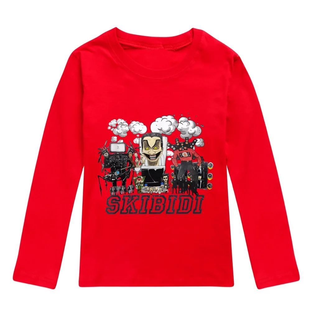 Horror Game Skibidi Toilet T Shirt Kids O-Neck Sweatshirt Teen Boys Fashion Streetwear Toddler Girls Long Sleeve Cotton T-shirts