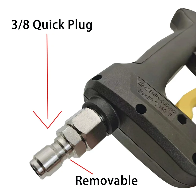 4000psi High-Pressure Car Washing Water Gun Anti Winding Joint 3/8 Internal Thread Quick Plug Rotating Inlet Five Color Nozzles