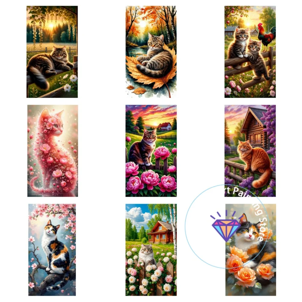 

New Cat Animal Flower Landscape AB Diamond Painting Kit Square Round Diamond 5D DIY Mosaic Handmade Art Adult Gift Home Decor