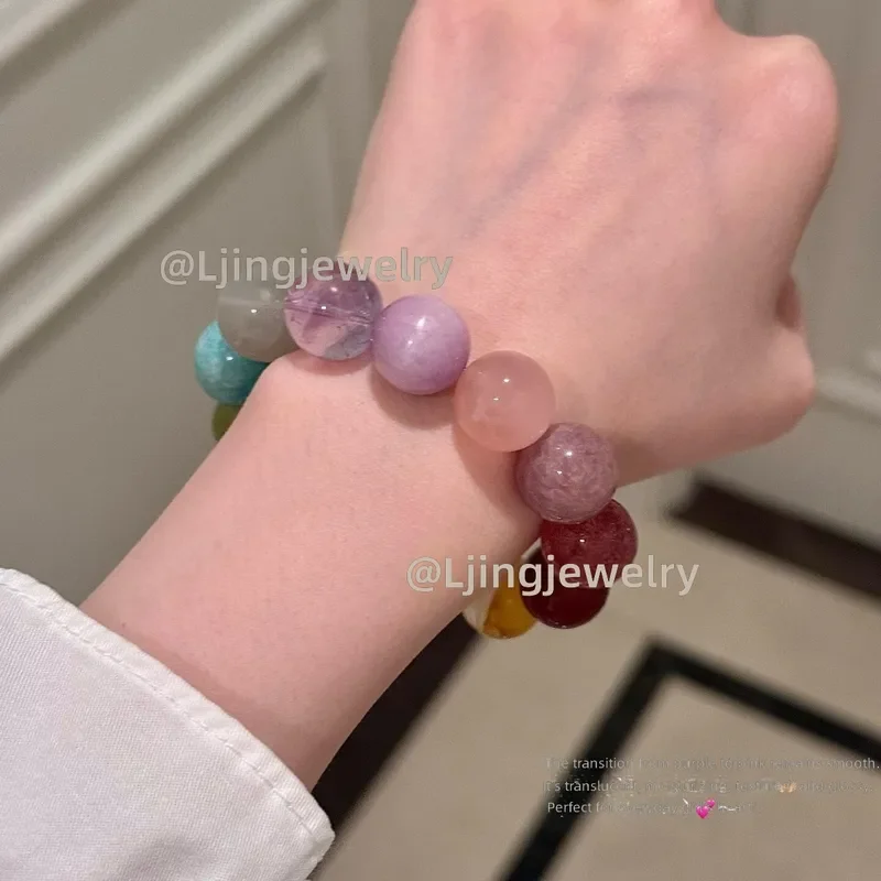 Monet Garden Series Duobao Bracelet Dopamine Rainbow Crystal Bracelet Light Luxury Delicate Macaron Bracelet