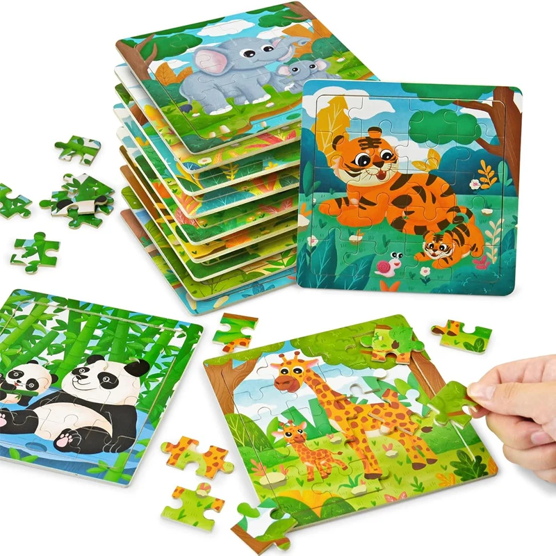 20pcs Cartoon Animal Pattern Puzzle Educational Toys for Kids Birthday Party Favors Classroom Prizes Goodie Fillers Gifts
