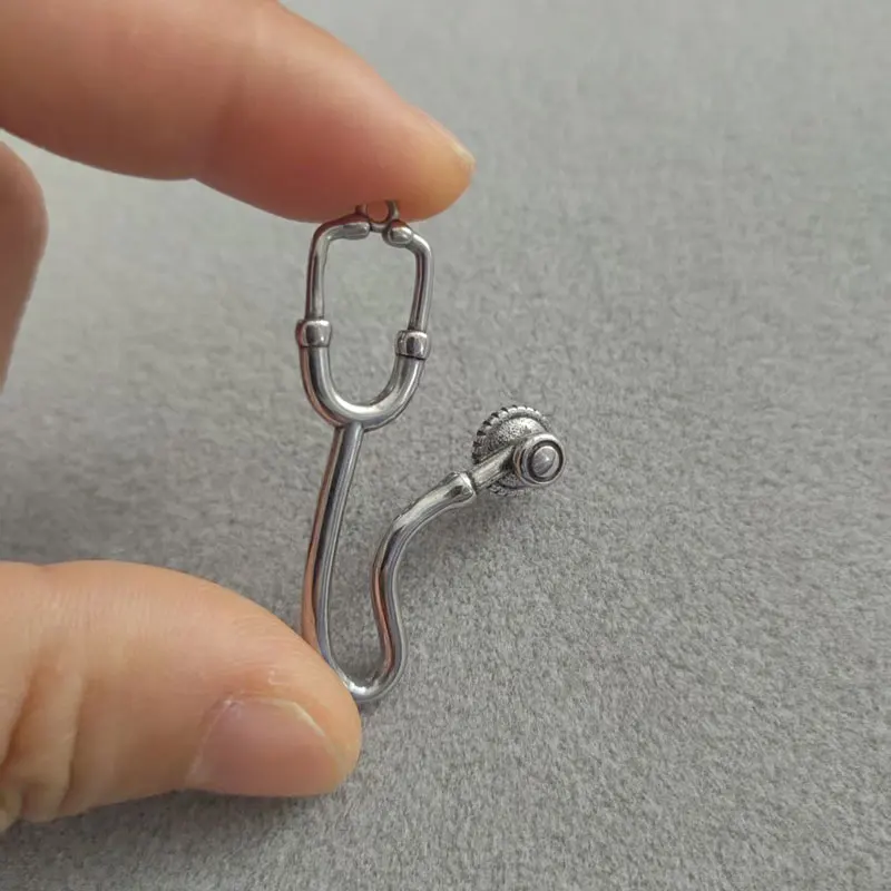 

10 шт., DIY литье, 3D стетоскоп, кулон из нержавеющей стали, большие подвески, ювелирные изделия для мужчин и женщин, изготовление сувенирного подарка доктора