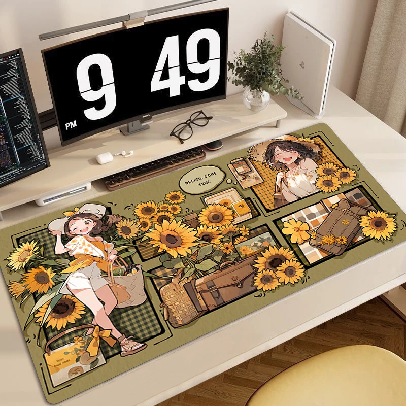 

Gamer Mouse Pad Anime Girl Art Mousepad Large Gaming Mouse Mat Laptop Computer Desk Mat Locking Edge Keyboard Mats Cute Carpet