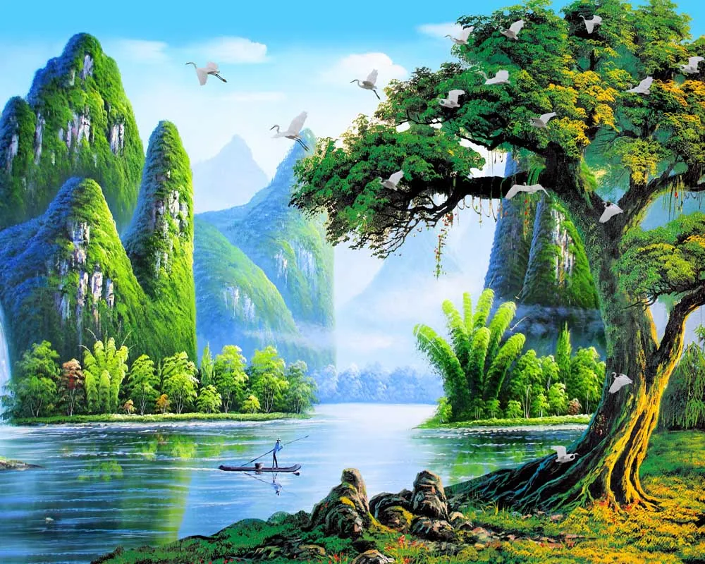 Customize any design drawings and dimensions wallpaper waterfall natural landscape photo background wallpaper home decoration