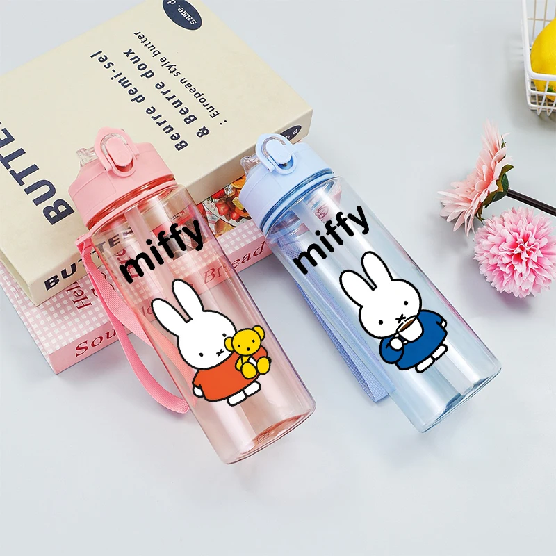 

900ML Miffys Sports Water Bottle Girl Boy Straw Water Cup Cute Portable Large Capacity Cup Travel Drinking Bottles Birthday Gift