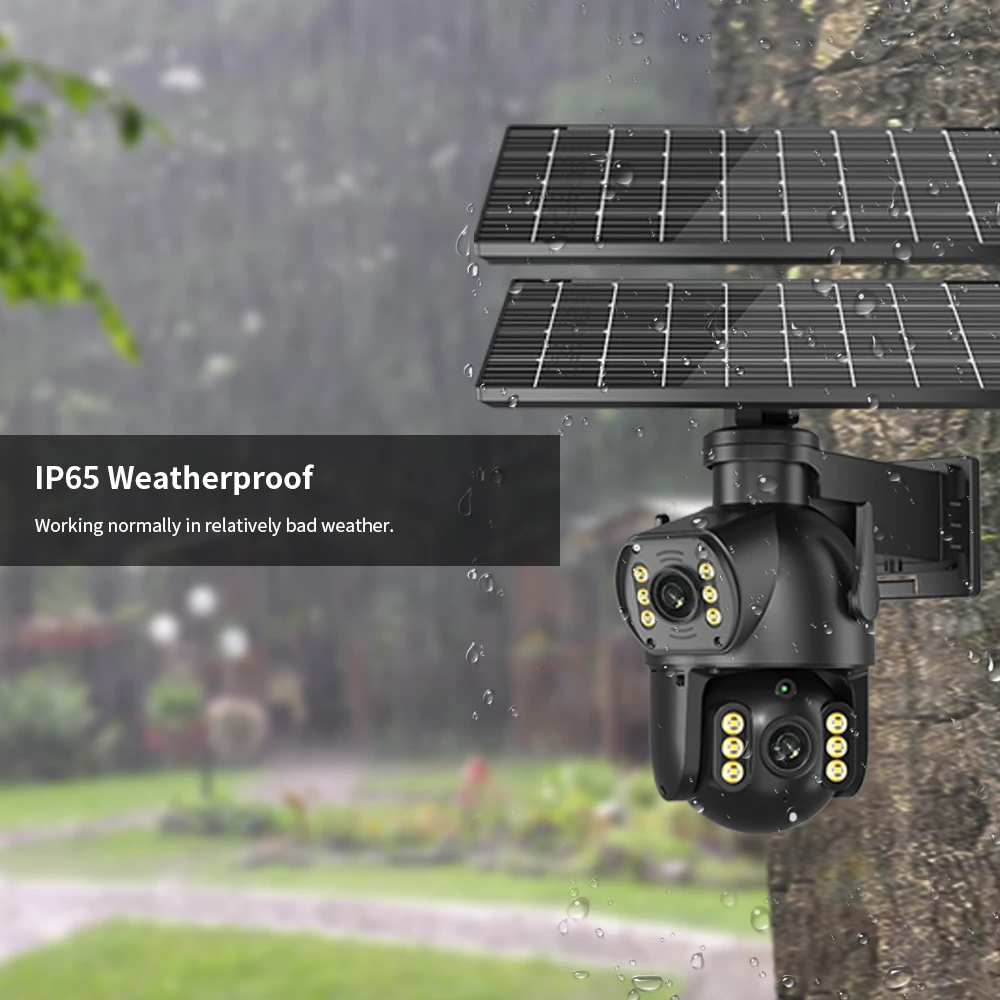 8MP/4K Outdoor Solar 4G Camera Dual Lens Network Camera PIR Human Body Sensing Night Vision Endurance With 64GB Card