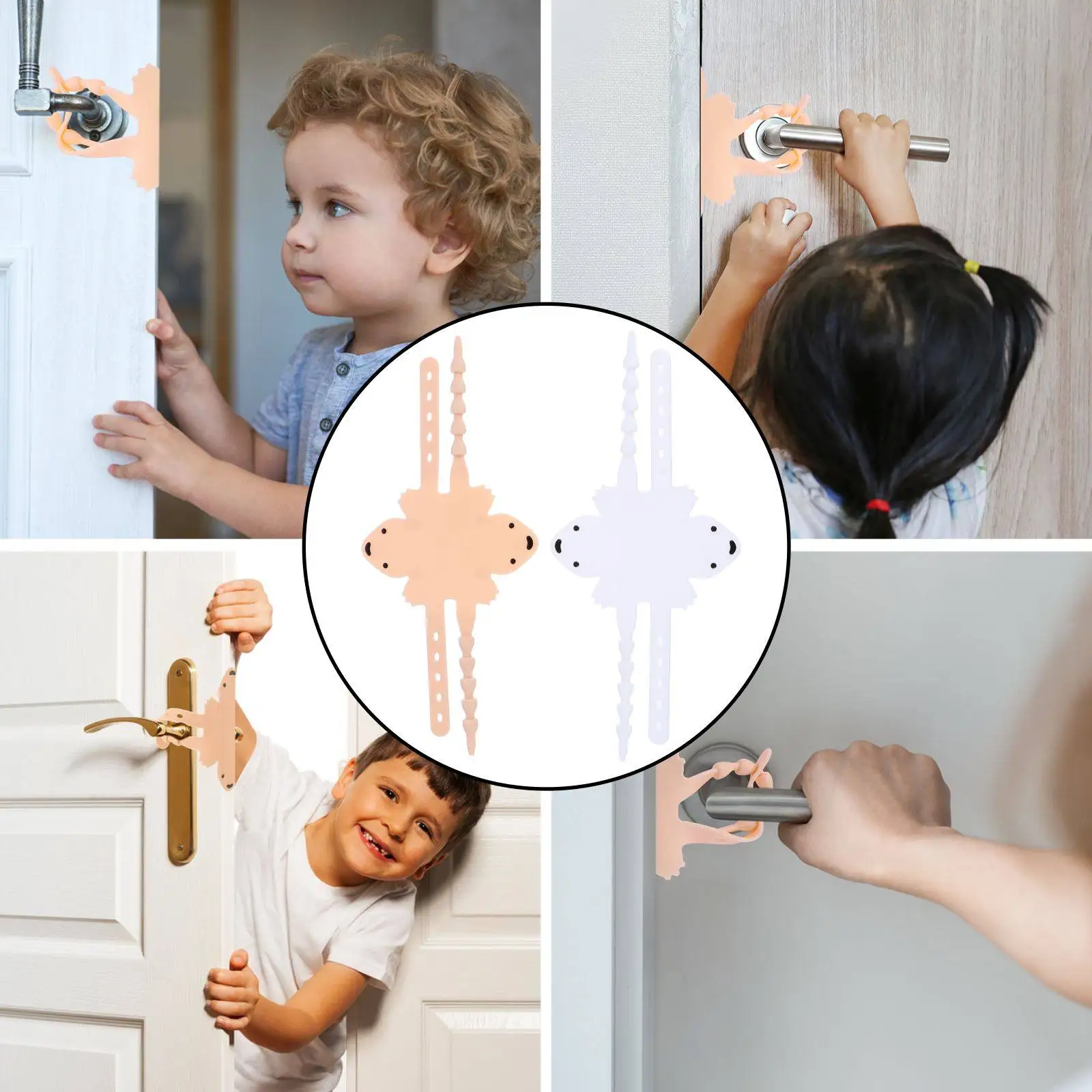 

2Pcs Cartoon Silence Lock Sleeve Soft Door Clip Stop Slaming Prevent Child Pet Lockout Kitchen Bathroom Bedroom Door Accessory