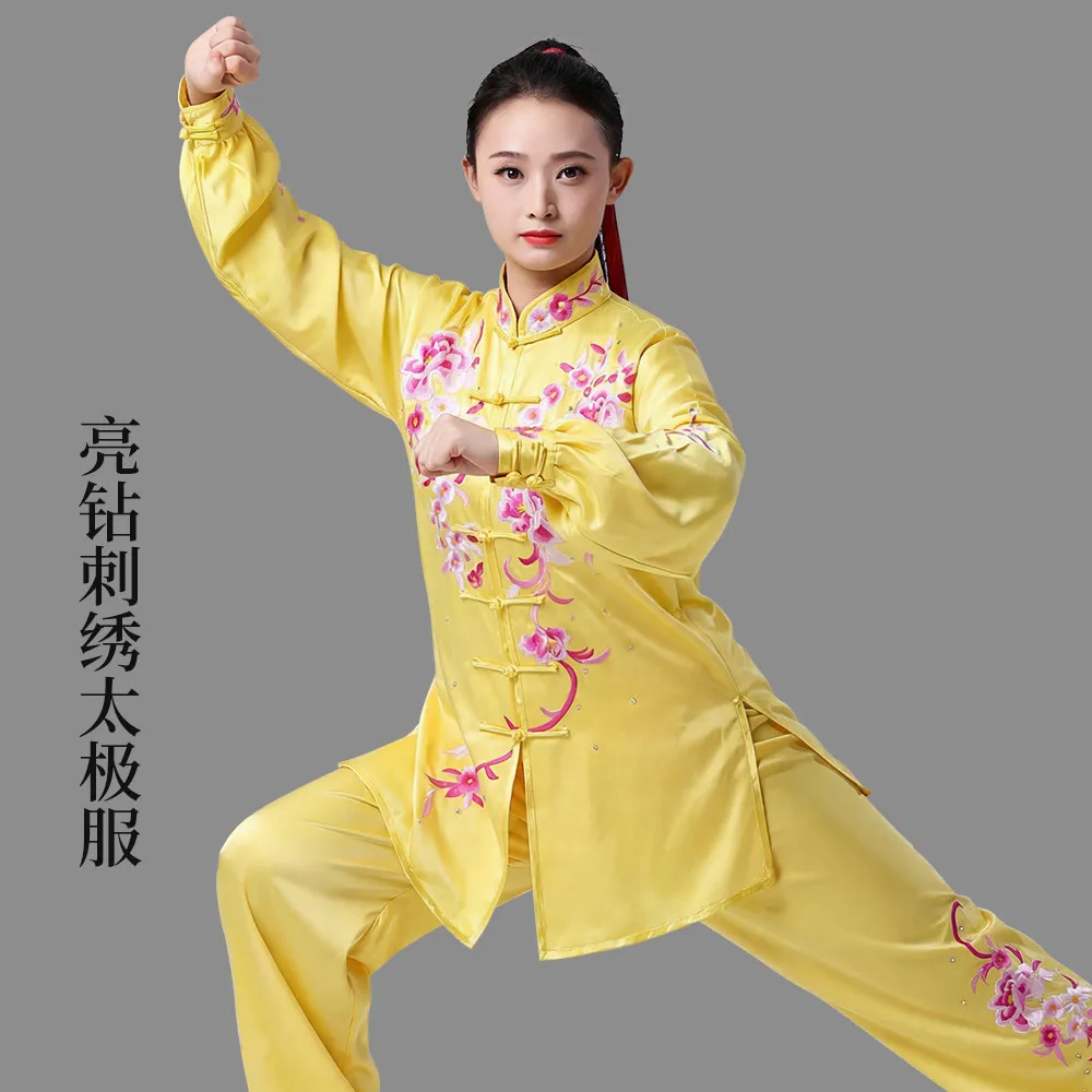 Women's Unisex Custom Tai Chi Suit Premium Embroidery Baduanjin Martial Arts Team Performance & Competition Training Wear