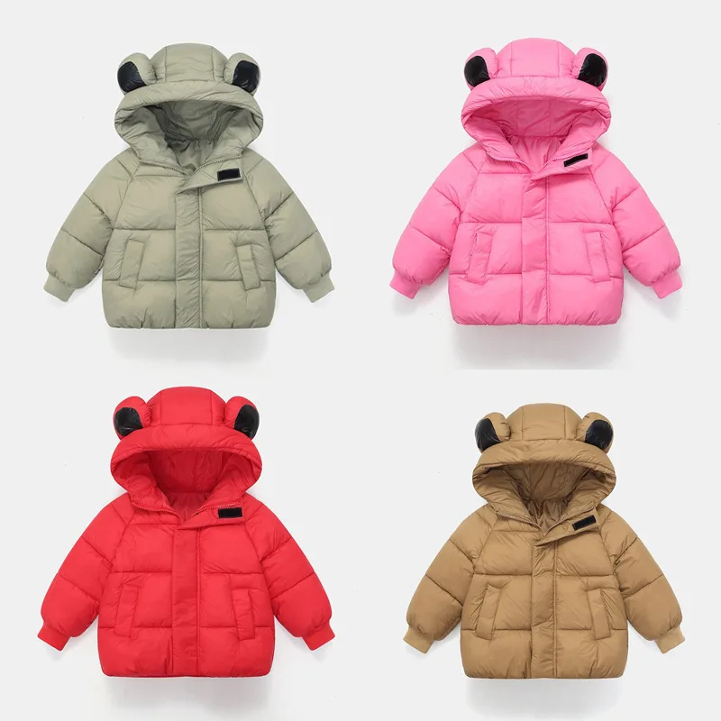 

Autumn Children’s Cotton-padded Jacket Winter Bear Ear Hooded Jacket for Boys Girls Baby Kids Clothes Warm Casual Coat