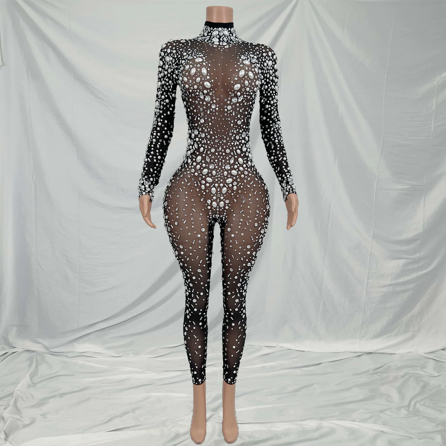 

Tiaoliao Sparkly Full Diamonds Jumpsuit for Women Sexy Dance Costume Nightclub Outfit Performance Show Stage Wear Party Rompers