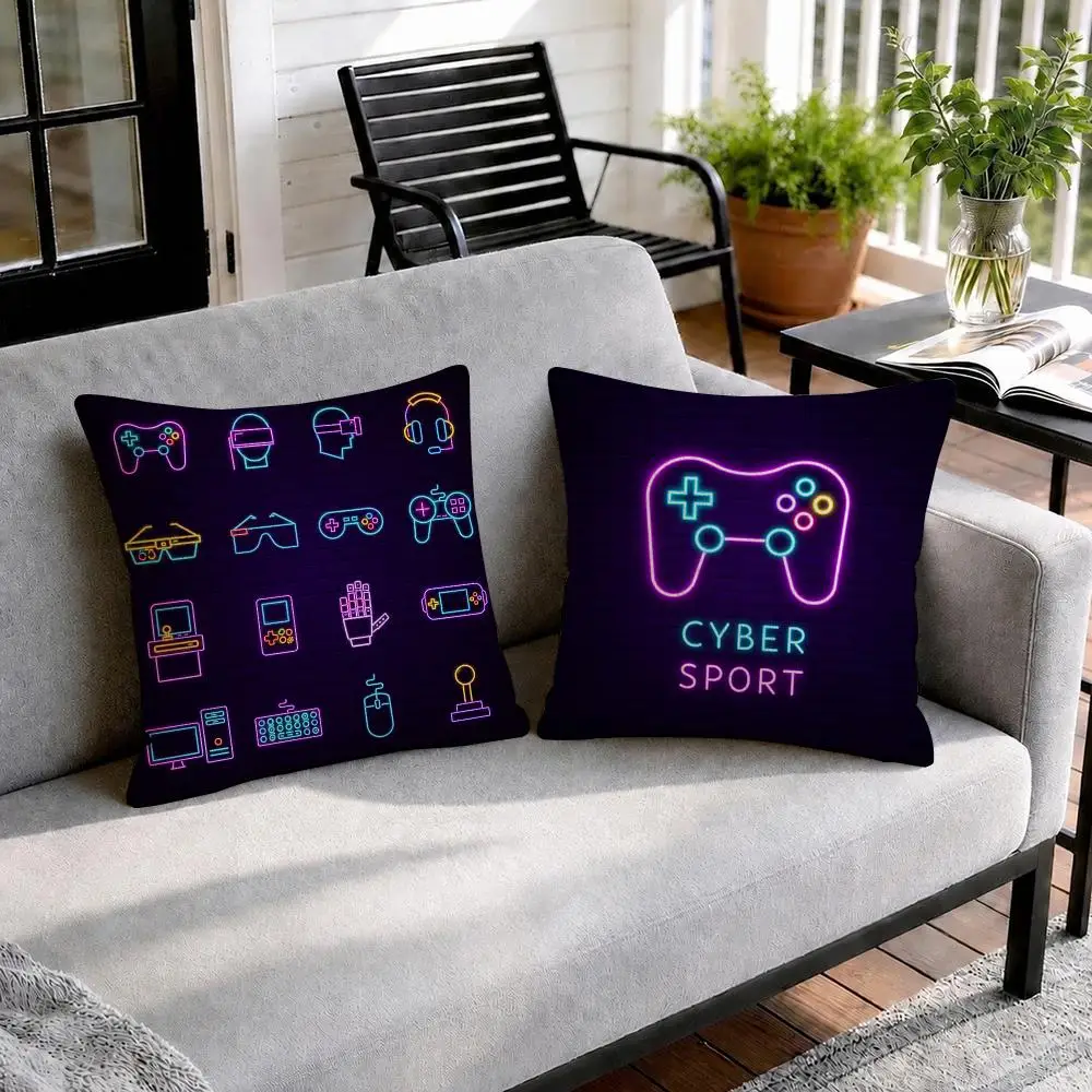Game Pad Cushion Cover Natural Linen Organic Fabric Double-Sided Printing Sofa Home Decor Gift Pillow Cover