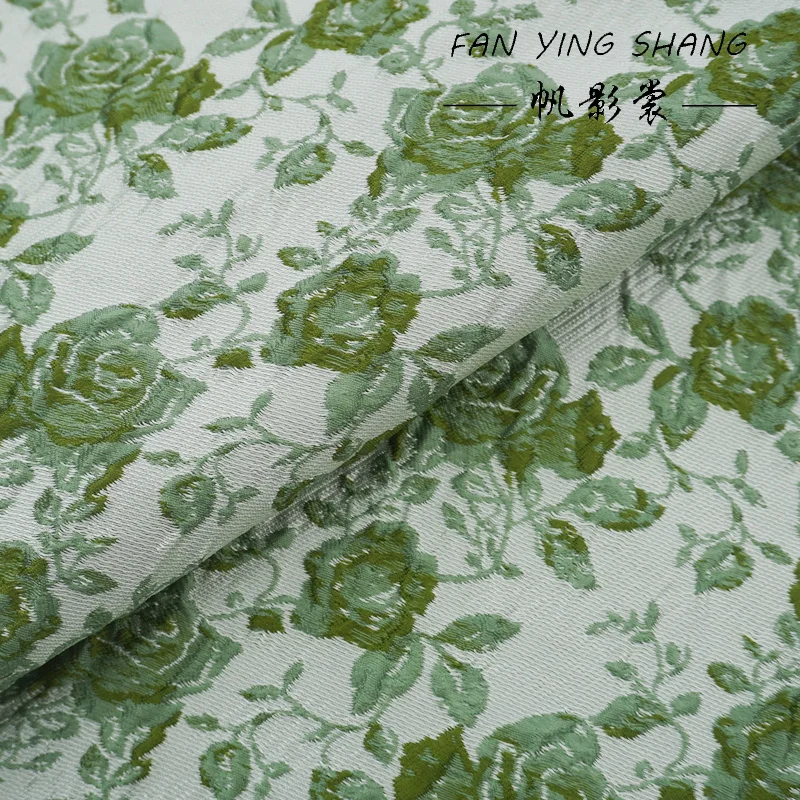 

2026 Green Rose Fashion Elegant Brocade jacquard Fabric For Coat Dress Telas Costura Tissus ткань Sewing Tecido Cloth Diy