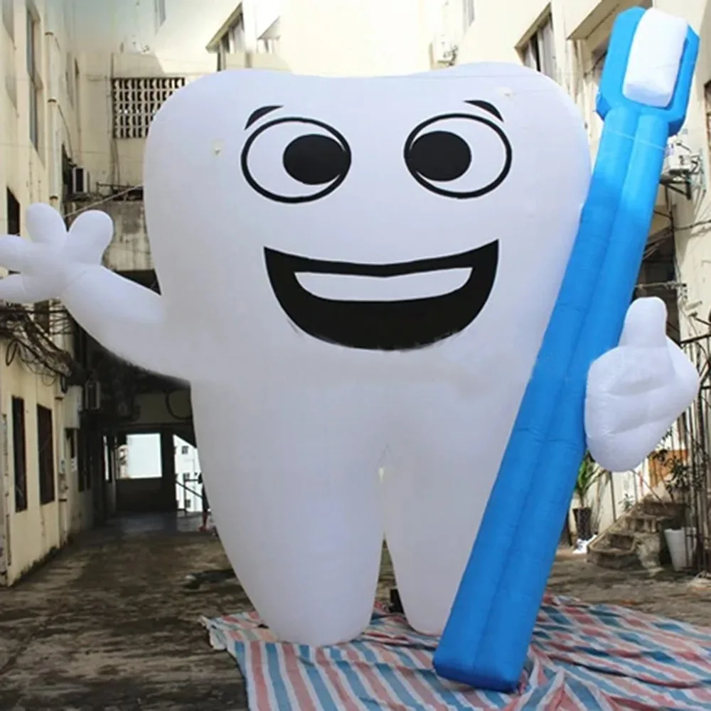 

Inflatable Cartoon Tooth Model Balloon Giant White Dental Man With A Toothbrush For Dental Hospital Advertising