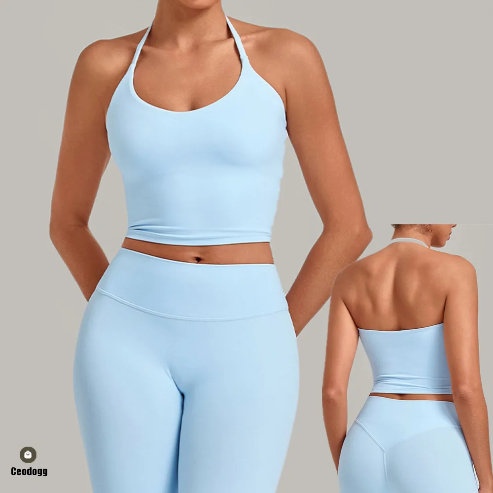 Pad Halter Yoga Bra Women Shockproof Fitness Vest Push Up Sports Underwear Gym Brassiere Female Workout Running Underwear XP94
