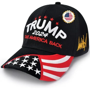 Trump 2024 hat brings back American slogan, flag embroidery, adjustable baseball cap