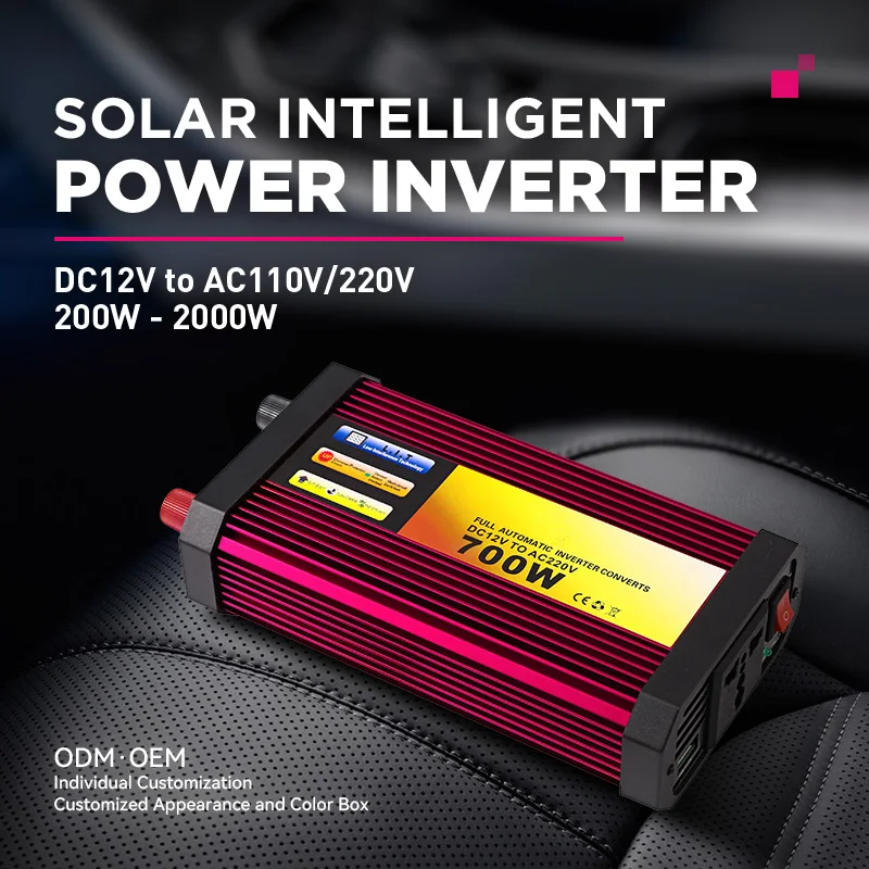 300W Hybrid Car Solar Inverter with PWM Controller LCD Display Single AC Output 60Hz for Vehicle Solar Power Systems