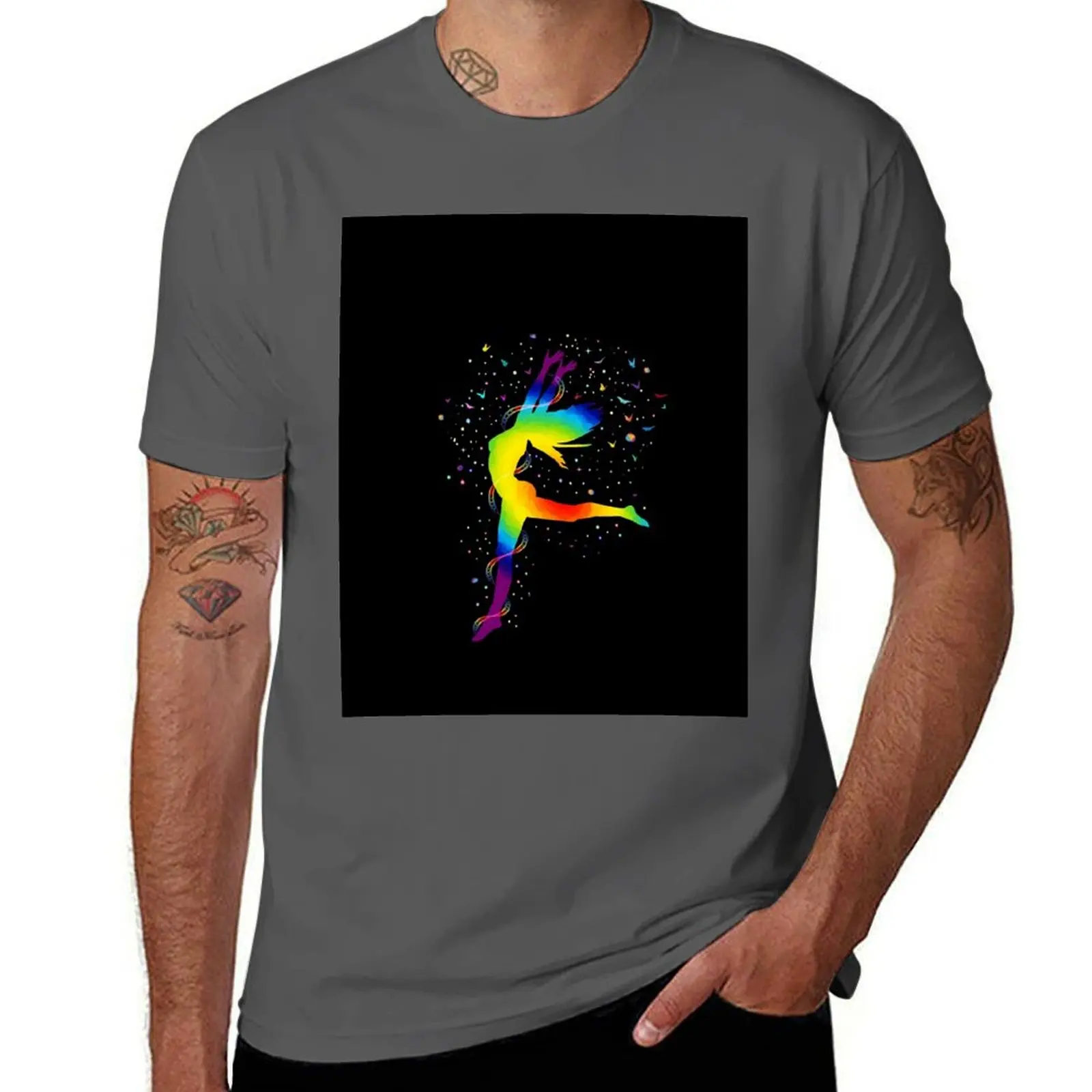 

Dancing Woman Chakras - Black BG T-Shirt essential t shirt anime t shirts for man cotton t shirts high quality T-Shirt