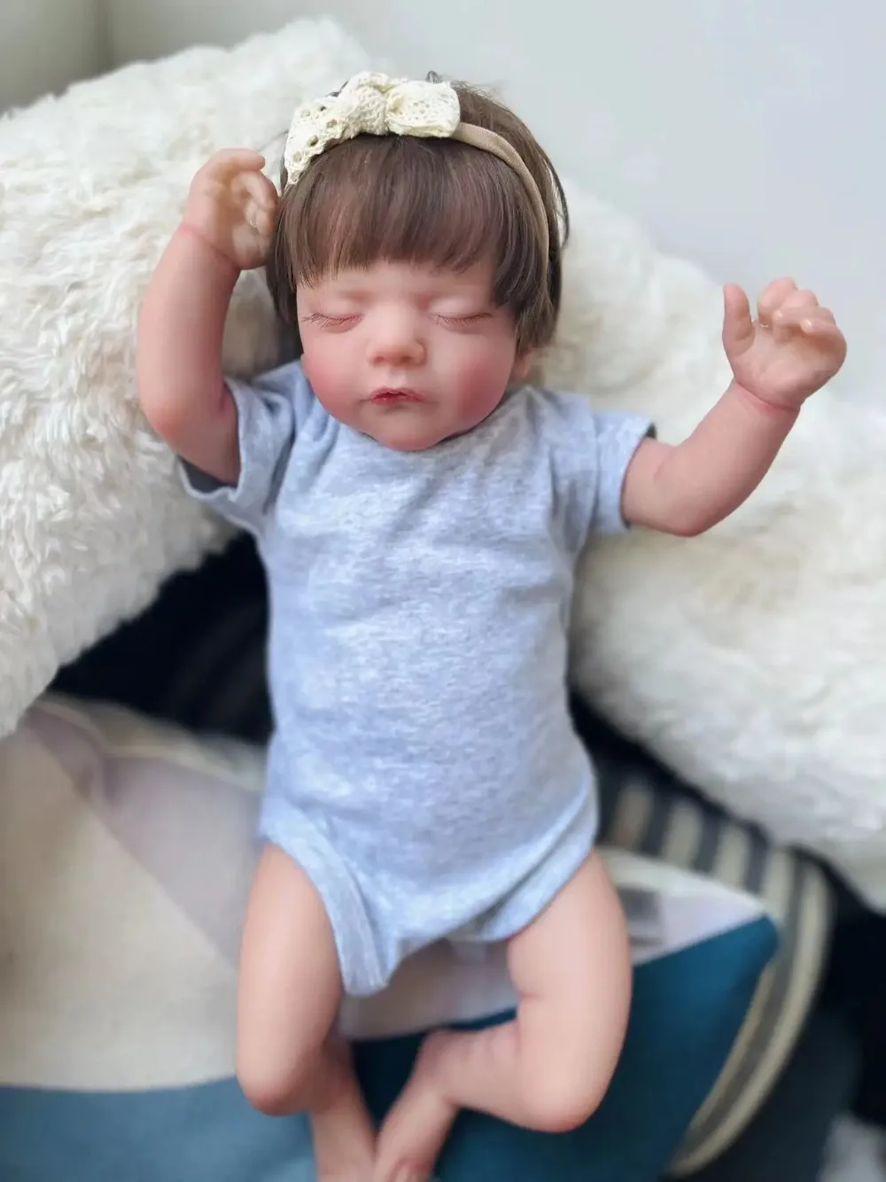 43CM Reborn Babypoppen Sam Slapen Pasgeboren Baby Handgeschilderd met Details Aderen Mu soias Bebe Reborn Speelgoed Cadeau voor Kinderen