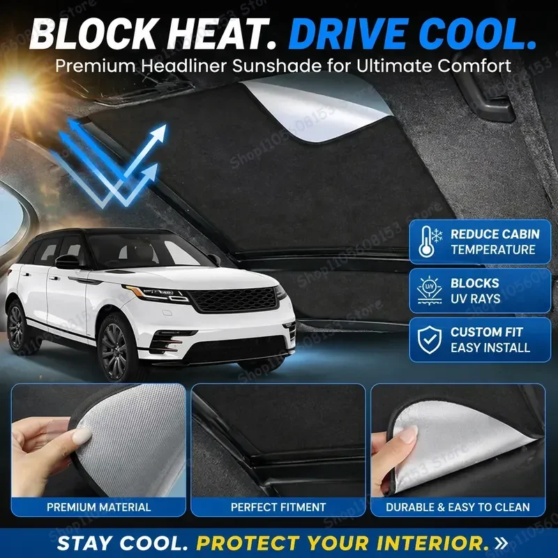 For LAND ROVER RANGE ROVER VELAR 2017-2026 Sunroof Shade Suede Fabric Electrostatic Sunshade Heat Insulation UV Protection