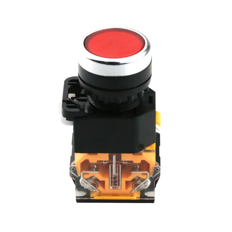 1PCS Push button Switch 22mm Mounting Hole Dia. 1NO 1NC (DPST) 440V 10A 4 Pins 12V/24V/220V/380V