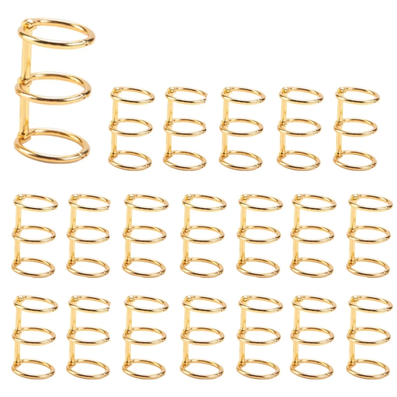 

20Pcs 3 Ring Gold Book Rings Leaf Binders Office Book Rings Snap Split Hinged With 20 Mm Inner Diameter Gold Book Rings