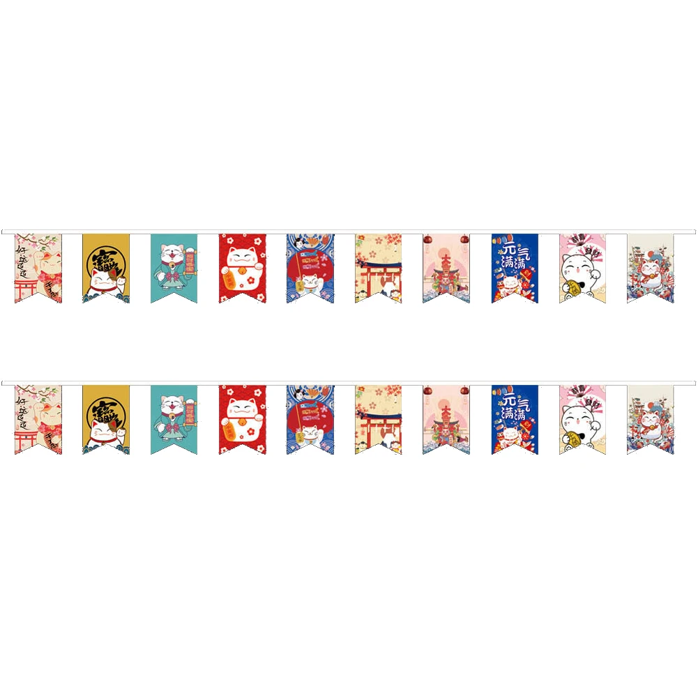 Japanese Style Lucky Cat Hanging String Flag Sushi Restaurant Bunting Banners Izakaya House Birthday Party Wedding Decoration - view 4