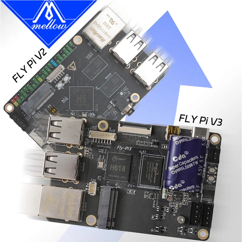 Mellow Fly Pi V3 Board Fly OS For DIy Klipper 3D Printer Accessories Resumes Printing After Power Outage Voron Vzbot Hevort