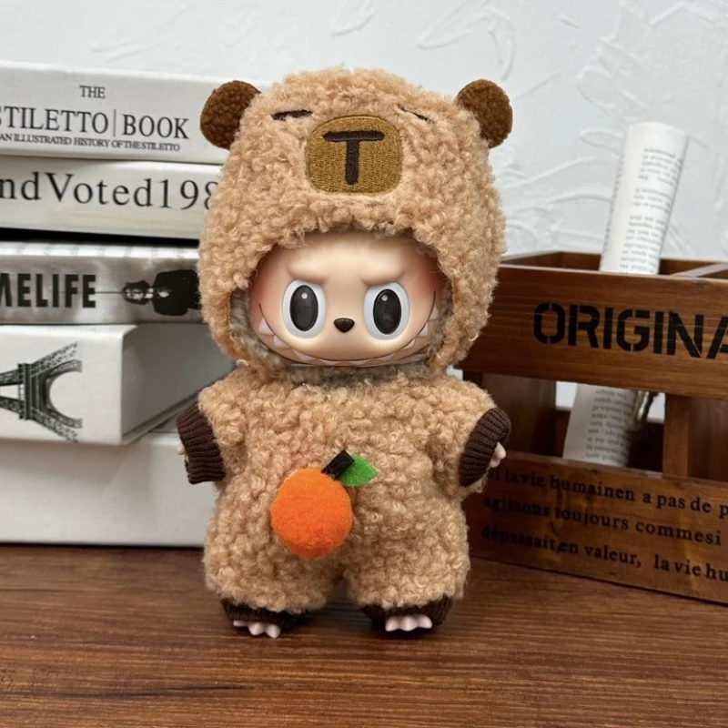 

Одежда для кукол Labubu, милый комбинезон с джинсовыми подтяжками, комплект для плюшевой куклы 15/17 см V1 V2, модные аксессуары для одежды