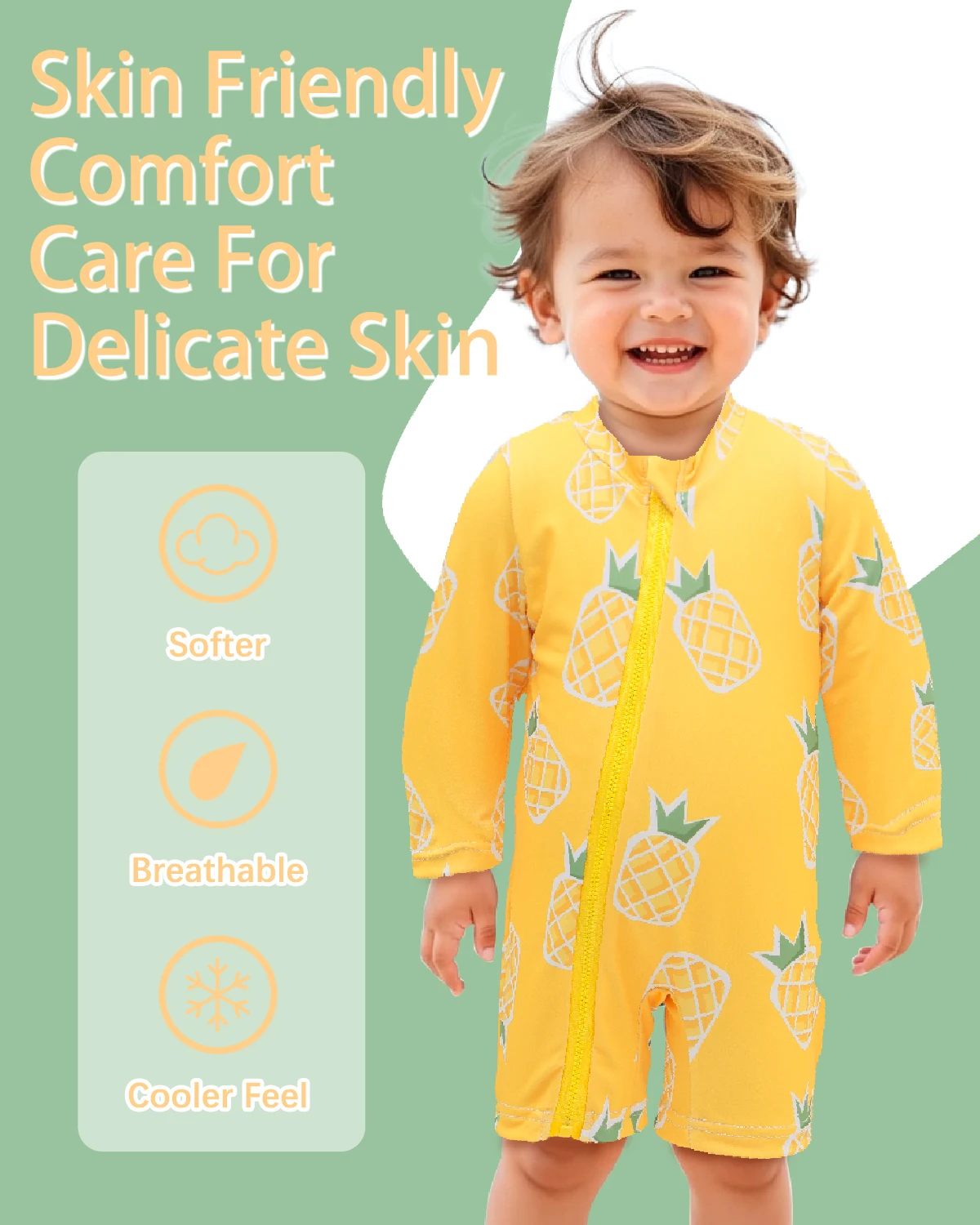 ALVABABY Long Sleeve Swimsuit Baby Toddler Boy Girl Rash Guard Set UPF 50+ Sun Protection One Piece Zipper Bathing Suit Swimwear