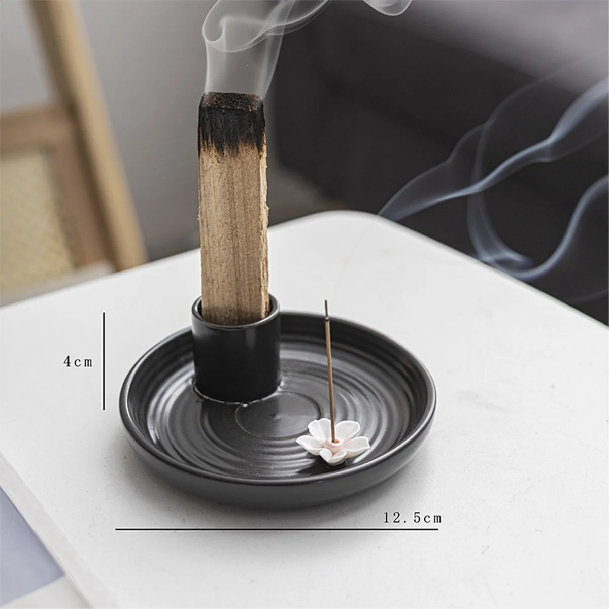 Black Icense Holder,Ceramic Incense Holder,Scent Wood Stand, Simple,Modern Terracotta Incense Burner Sage Holder