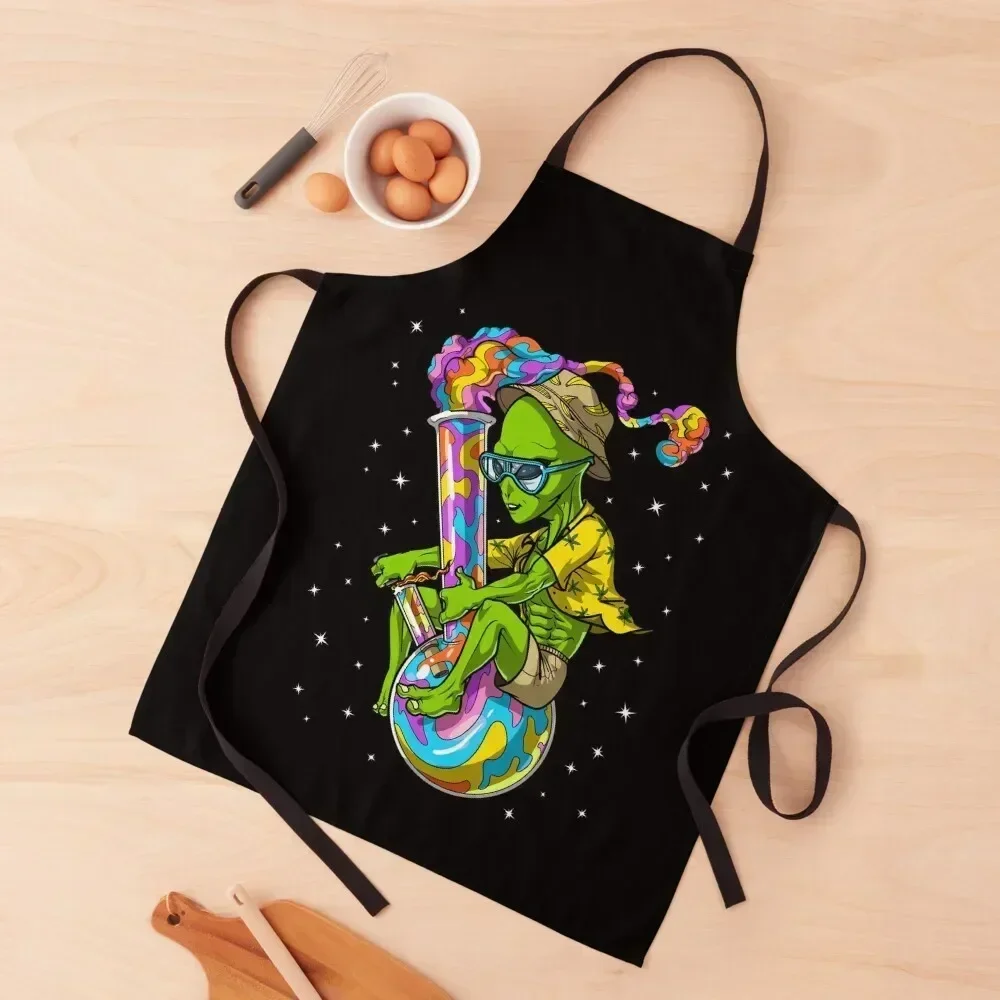 

Alien Stoner Weed Bong Trip Apron Kids Bib For Kitchen women's kitchens Chef jacket men Apron