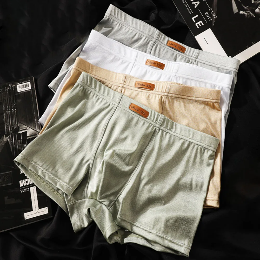 Men Fine Glossy Boxer Shorts Extreme Night Underwear Smooth Trunks Breathable Bikini Home Panties Solid Elastic Men Underpants
